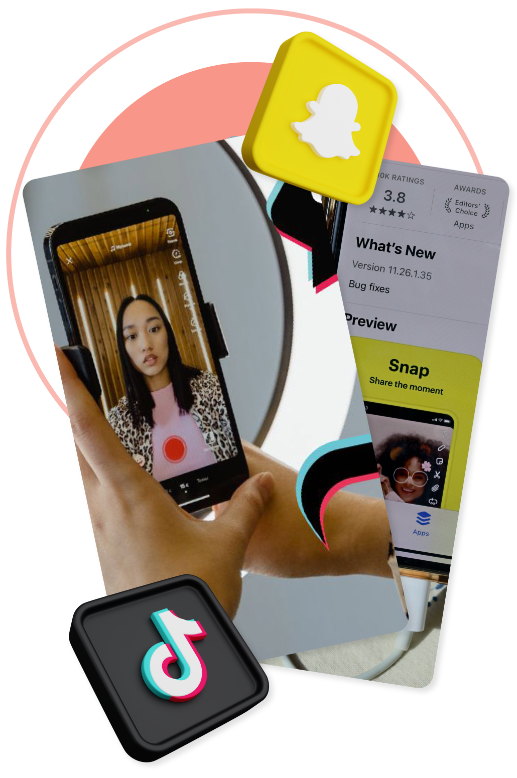 visuel-tiktok-snapchat-paid-social Une influence enregistre un podcast et se filme